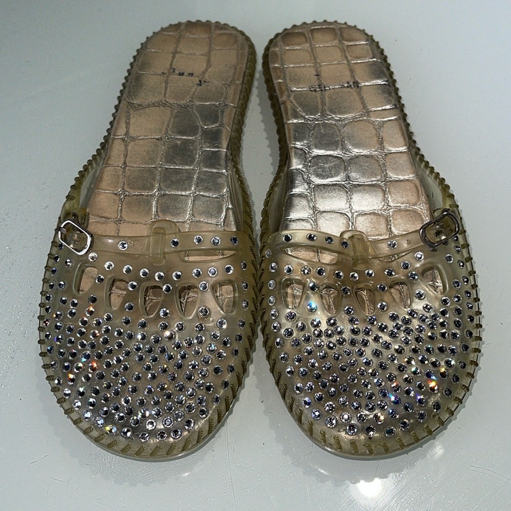 Stuart Weitzman Silver Crystal Embellished Flats
